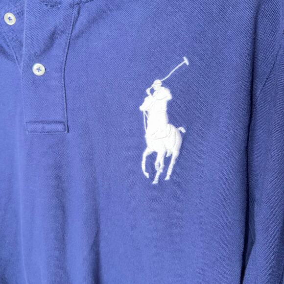 Polo Ralph Lauren Hoodie Mens XL Navy Blue Large White Pony Long Sleeve Polo - Picture 2 of 8
